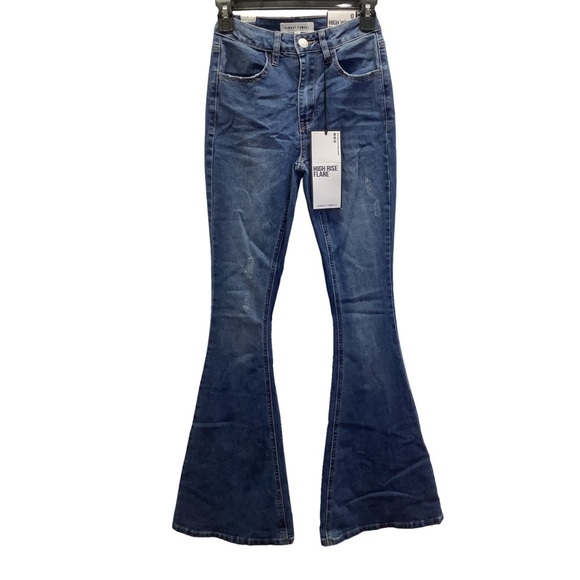 Almost Famous Size 0 Denim High Rise Flare Jeans. New With Tags. - Picture 1 of 9
